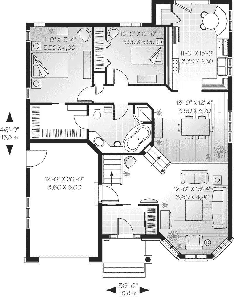 Ranch House Plan First Floor - Claremore European Ranch Home 032D-0437 - Search House Plans and More