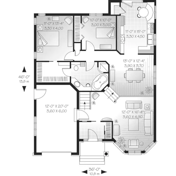 Victorian House Plan First Floor - Claremore European Ranch Home 032D-0437 - Search House Plans and More