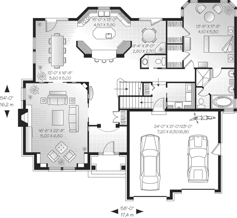Modern House Plan First Floor - Cimmarron European Home 032D-0442 - Search House Plans and More