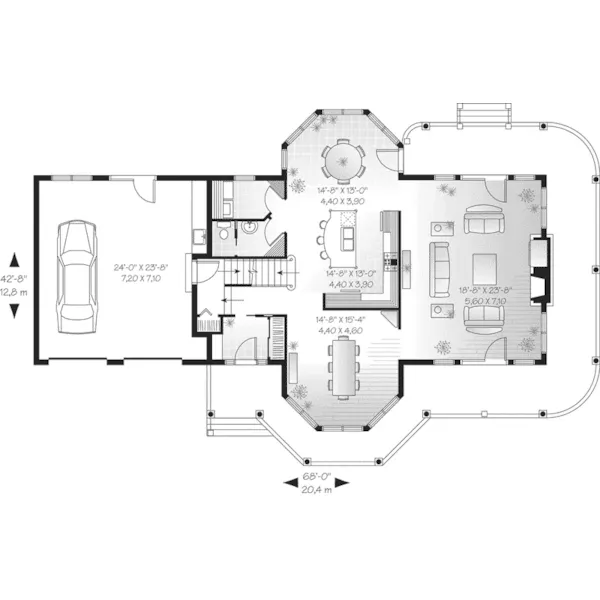 Modern House Plan First Floor - Mansfield Country Home 032D-0443 - Shop House Plans and More