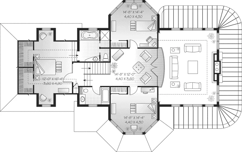 Lake House Plan Second Floor - Mansfield Country Home 032D-0443 - Shop House Plans and More