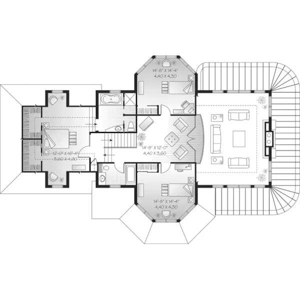 Modern House Plan Second Floor - Mansfield Country Home 032D-0443 - Shop House Plans and More