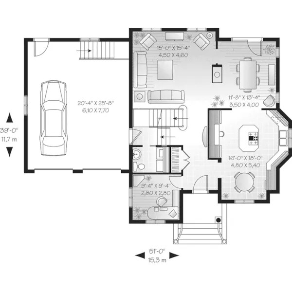 Southern House Plan First Floor - Cherokee Traditional Home 032D-0444 - Search House Plans and More