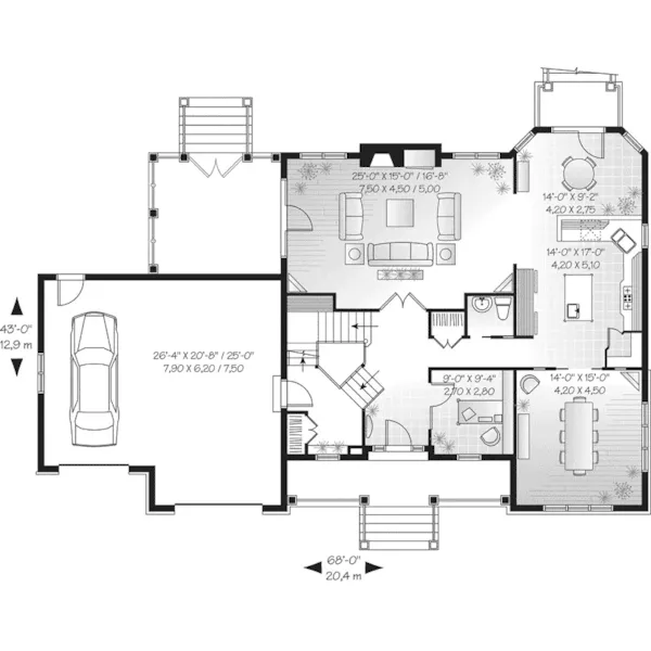 Southern House Plan First Floor - Hammon Country Home 032D-0446 - Search House Plans and More