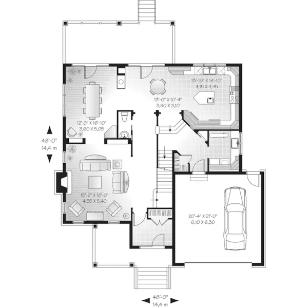 Shingle House Plan First Floor - Hennepin Country Farmhouse 032D-0448 - Search House Plans and More