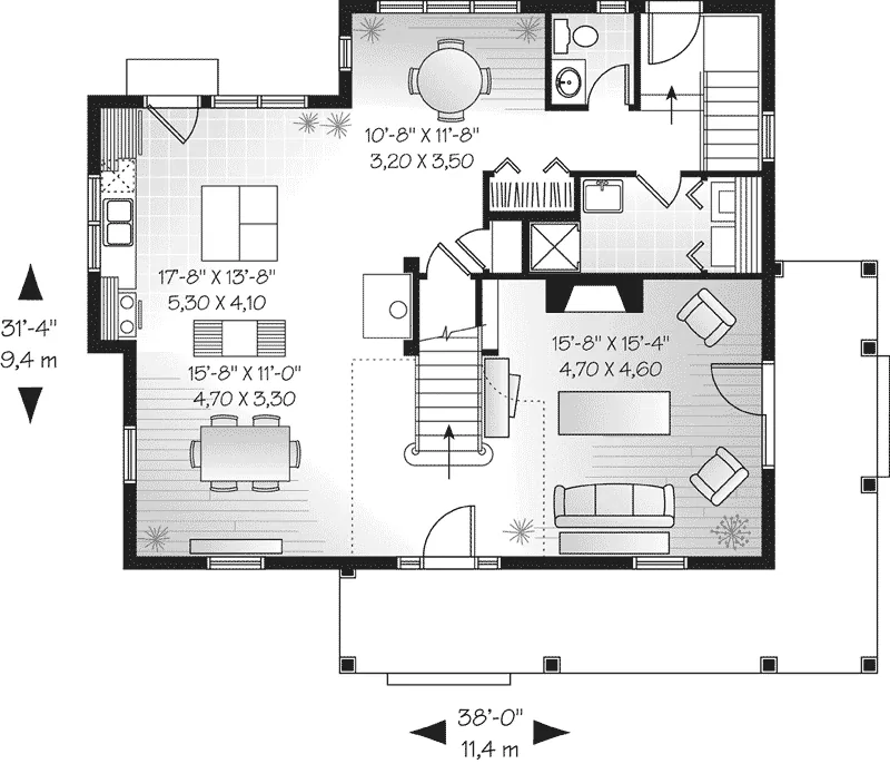 Farmhouse Plan First Floor - Starhill Cottage Home 032D-0451 - Shop House Plans and More