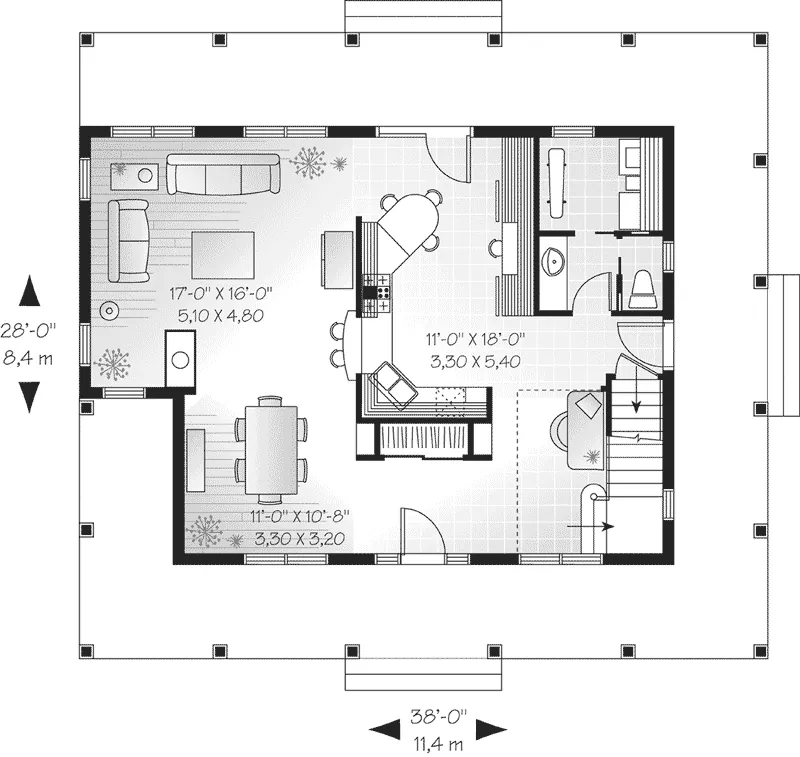 Farmhouse Plan First Floor - Marshburg Country Home 032D-0455 - Shop House Plans and More
