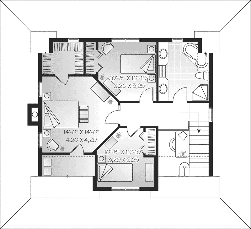 Bungalow House Plan Second Floor - Marshburg Country Home 032D-0455 - Shop House Plans and More