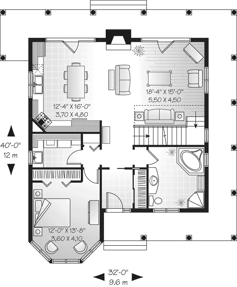 Farmhouse Plan First Floor - Keating Summit Country Home 032D-0457 - Search House Plans and More