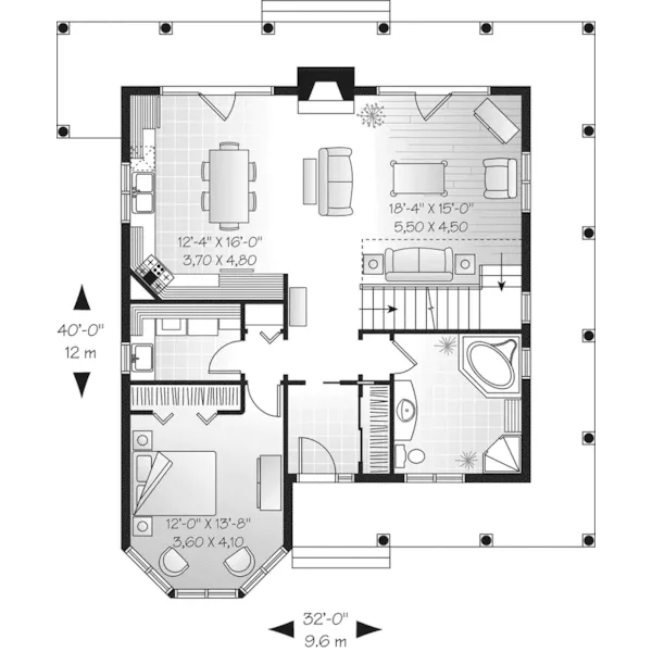 Shingle House Plan First Floor - Keating Summit Country Home 032D-0457 - Search House Plans and More