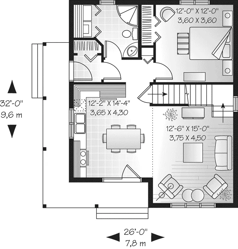 Traditional House Plan First Floor - Costello Cottage Home 032D-0458 - Search House Plans and More
