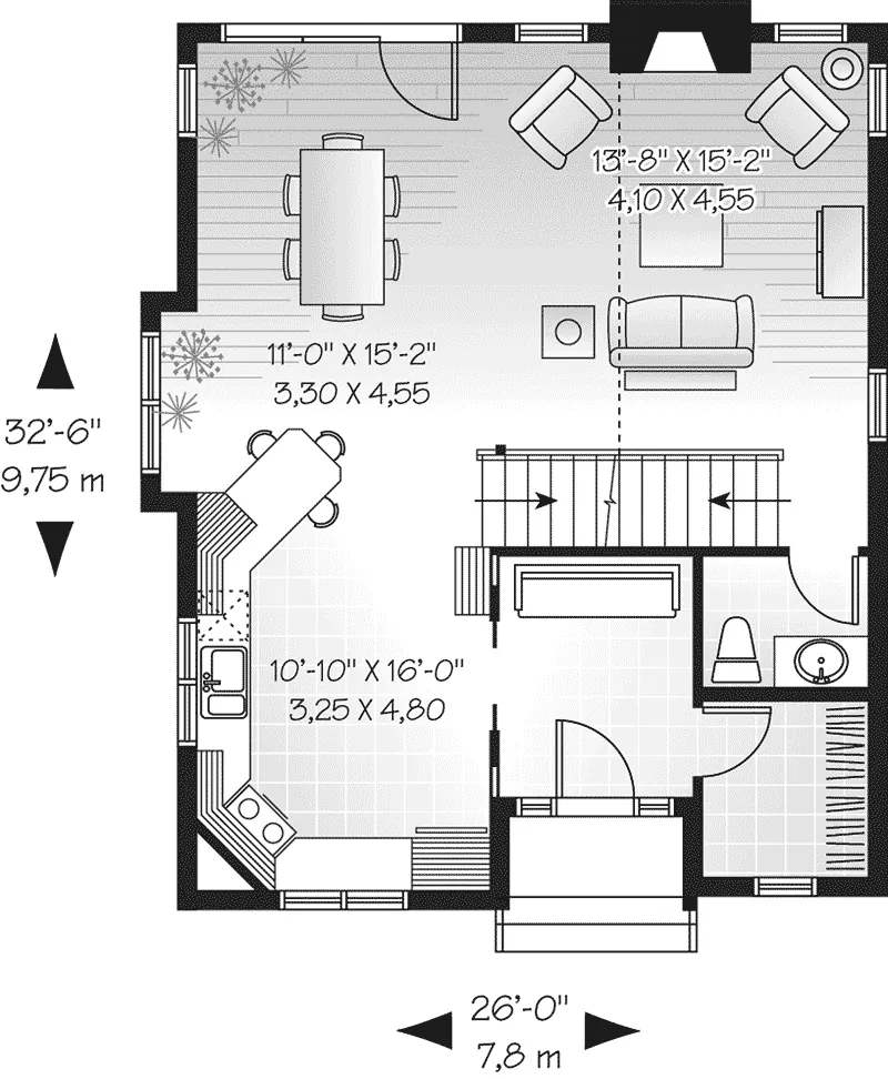 Vacation House Plan First Floor - Edinboro Narrow Lot Home 032D-0459 - Search House Plans and More