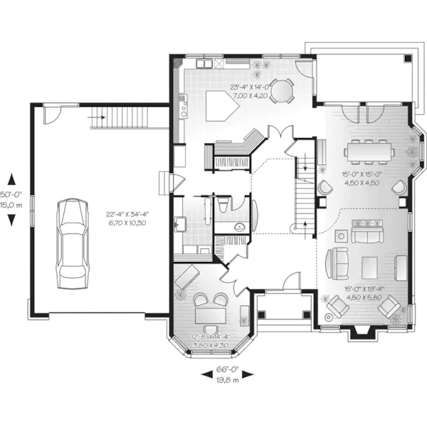 Modern House Plan First Floor - Belknap European Home 032D-0472 - Search House Plans and More