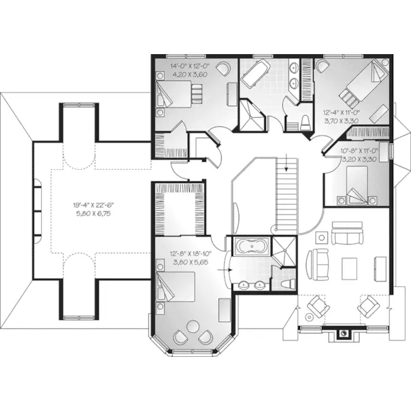 Modern House Plan Second Floor - Belknap European Home 032D-0472 - Search House Plans and More