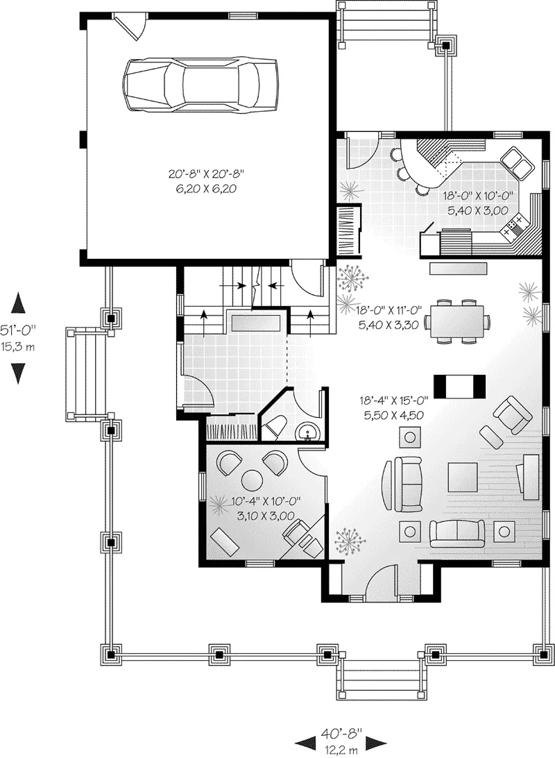 Lowcountry House Plan First Floor - Woodbury Country Home 032D-0478 - Shop House Plans and More