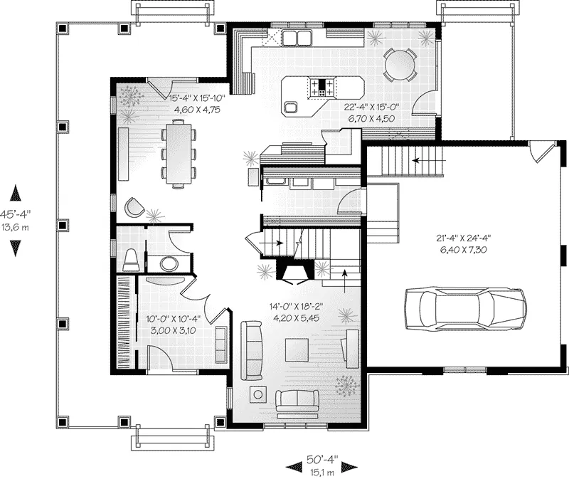 Arts & Crafts House Plan First Floor - Morann Country Home 032D-0483 - Shop House Plans and More