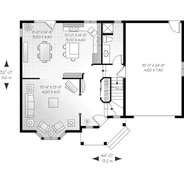 Southern House Plan First Floor - Sandy Ridge Country Home 032D-0484 - Shop House Plans and More