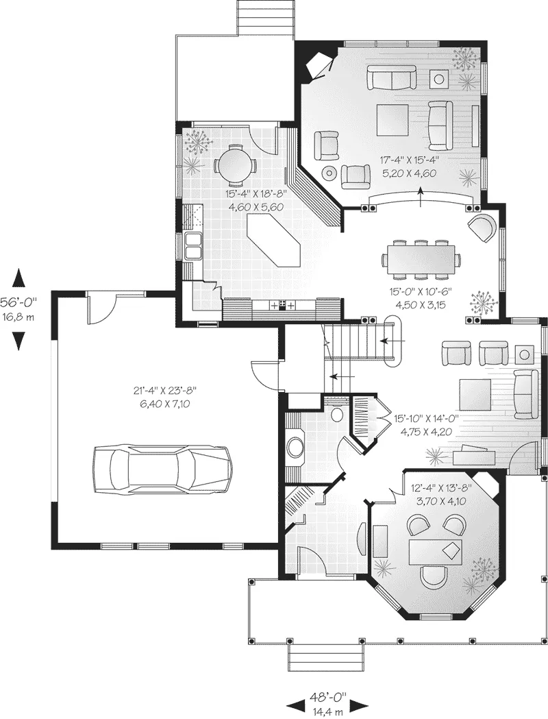 Modern House Plan First Floor - Graceton Country Home 032D-0486 - Search House Plans and More