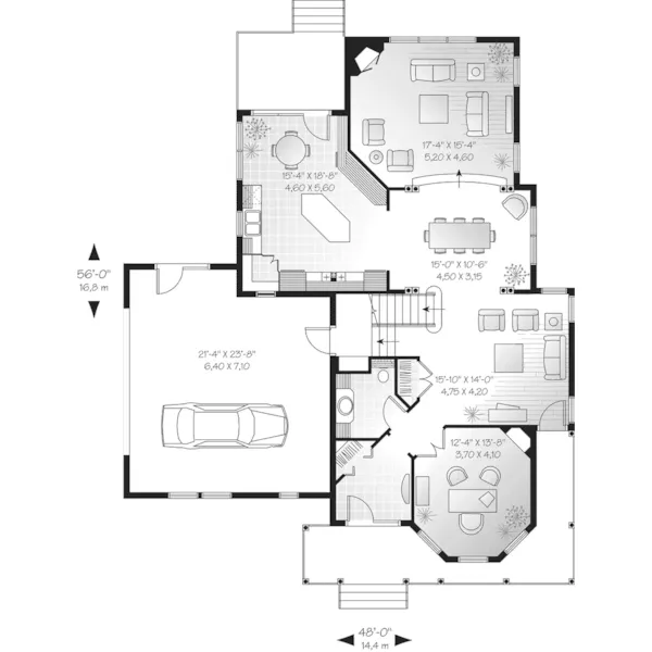 Country House Plan First Floor - Graceton Country Home 032D-0486 - Search House Plans and More