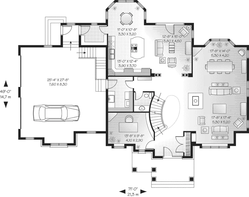 Modern House Plan First Floor - Avonmore European Home 032D-0487 - Search House Plans and More