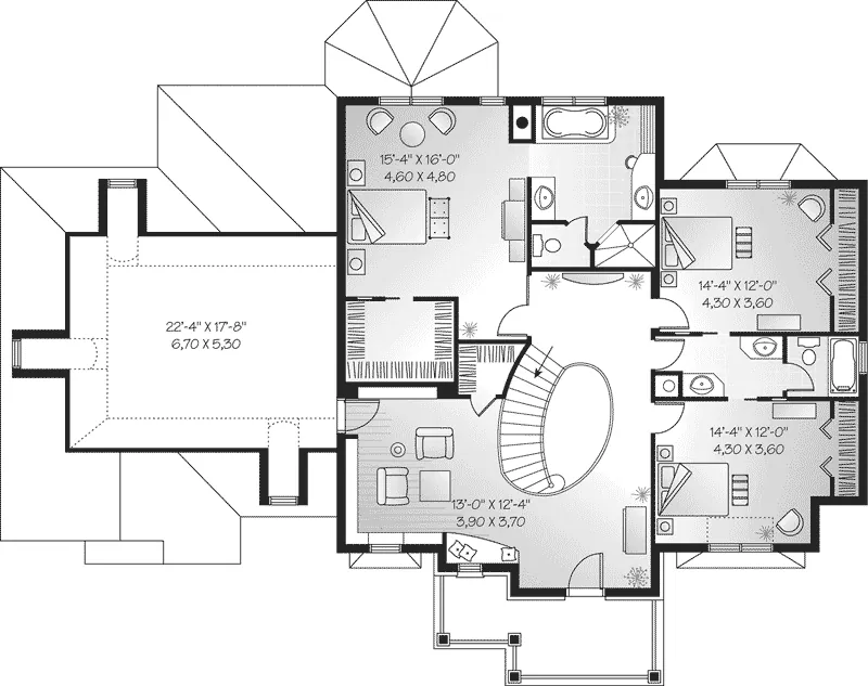 Modern House Plan Second Floor - Avonmore European Home 032D-0487 - Search House Plans and More