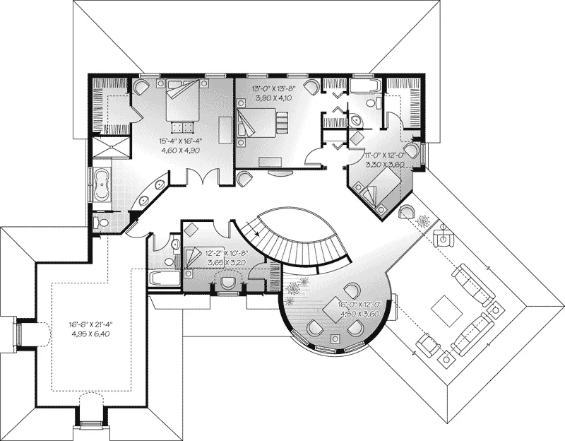 Tudor House Plan Second Floor - Homewood European Home 032D-0489 - Search House Plans and More