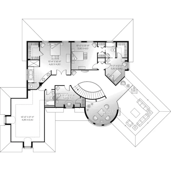 Tudor House Plan Second Floor - Homewood European Home 032D-0489 - Search House Plans and More