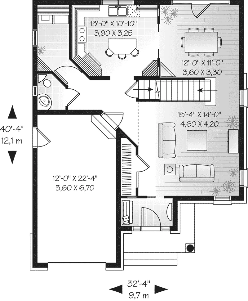 Southern House Plan First Floor - Versailles Narrow Lot Home 032D-0499 - Shop House Plans and More
