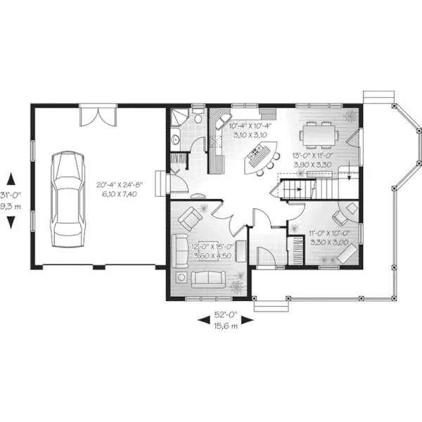 Farmhouse Plan First Floor - DeRosa Two-Story Farmhouse 032D-0502 - Search House Plans and More