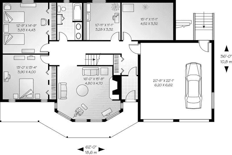 Country House Plan First Floor - Laurel Manor Craftsman Home 032D-0511 - Shop House Plans and More