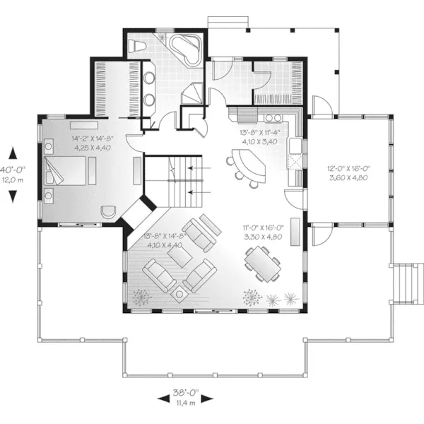 Florida House Plan First Floor - Quaker Lake Vacation Home 032D-0513 - Shop House Plans and More