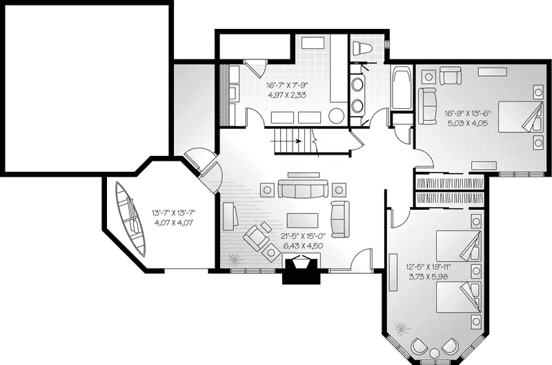 Lake House Plan Lower Level Floor - Jackson Summit Vacation Home 032D-0516 - Search House Plans and More