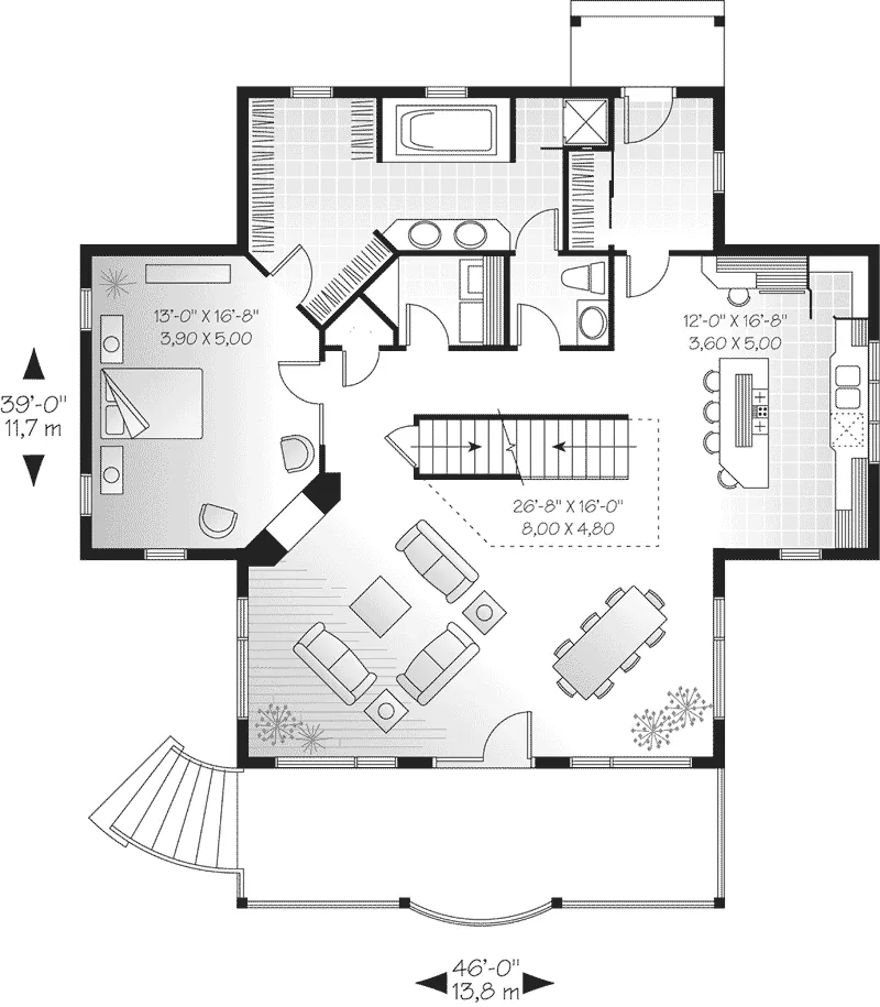Southern Plantation House Plan First Floor - Sunderlin Cabin Home 032D-0517 - Shop House Plans and More