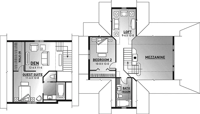Modern House Plan Lower Level Floor - Maplewood Cabin Lake Home 032D-0519 - Shop House Plans and More