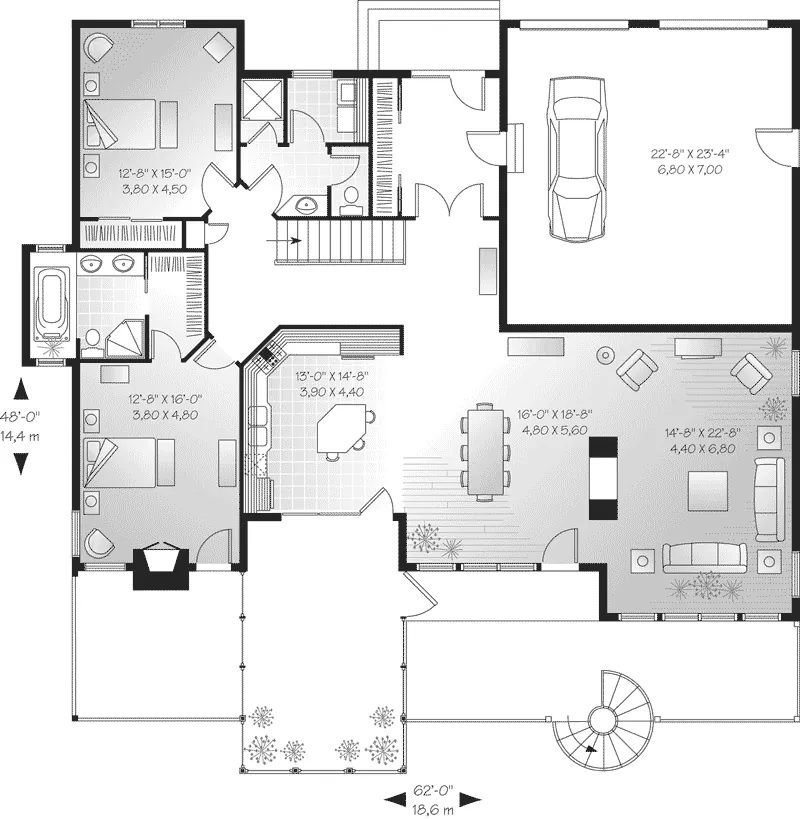 Luxury House Plan First Floor - Lenoxville A-Frame Home 032D-0521 - Shop House Plans and More