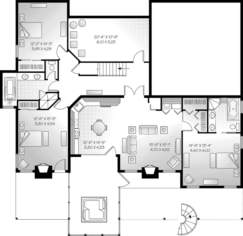 Luxury House Plan Lower Level Floor - Lenoxville A-Frame Home 032D-0521 - Shop House Plans and More