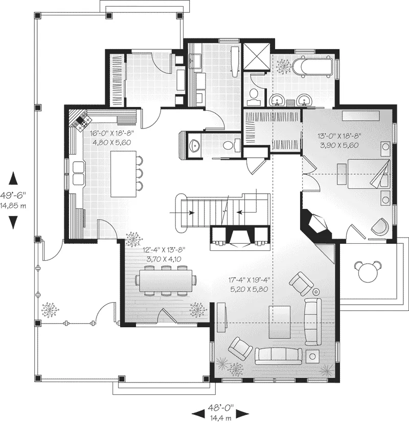 Arts & Crafts House Plan First Floor - Huntington Mills Farmhouse 032D-0523 - Search House Plans and More