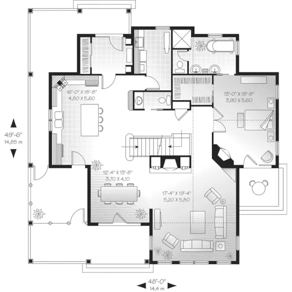 Southern House Plan First Floor - Huntington Mills Farmhouse 032D-0523 - Search House Plans and More