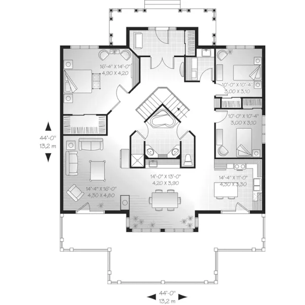 Traditional House Plan First Floor - Sandalwood Creek Vacation Home 032D-0524 - Shop House Plans and More