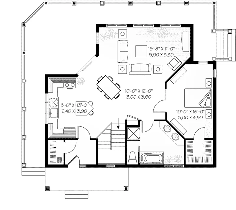 Modern House Plan First Floor - Beaumont Creek Cottage Home 032D-0526 - Search House Plans and More