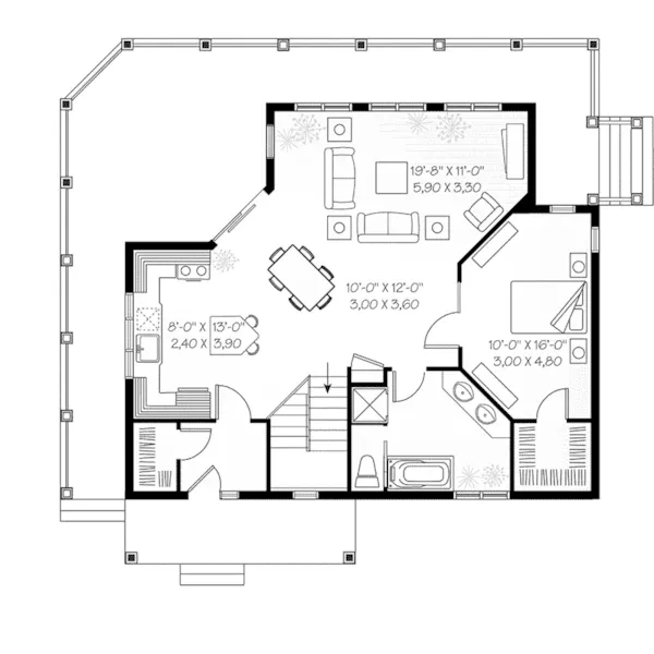 Waterfront House Plan First Floor - Beaumont Creek Cottage Home 032D-0526 - Search House Plans and More