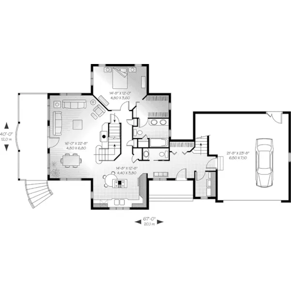 Traditional House Plan First Floor - Archibald Creek Cottage Home 032D-0527 - Search House Plans and More