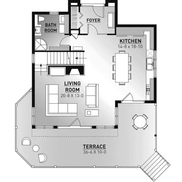 Lake House Plan First Floor - Country Bend Cottage Lake Home 032D-0532 - Search House Plans and More