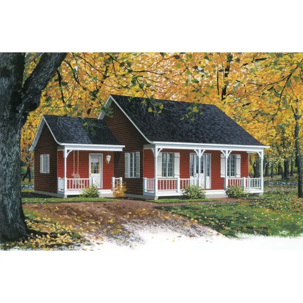 Country Cabin Style Has Casual Covered Porch And A Side Porch