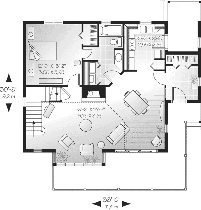 Craftsman House Plan First Floor - Pamela Point Modern Lake Home 032D-0548 - Shop House Plans and More