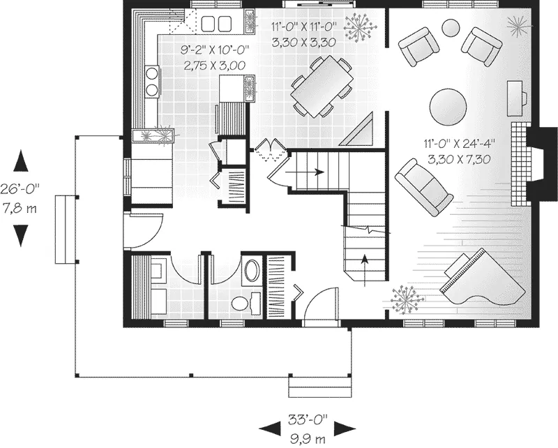 Traditional House Plan First Floor - Harrisburg Country Farmhouse 032D-0549 - Search House Plans and More