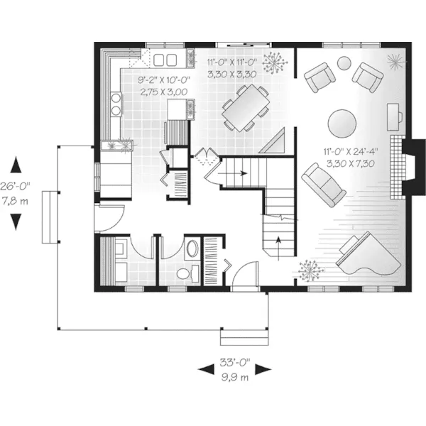 Traditional House Plan First Floor - Harrisburg Country Farmhouse 032D-0549 - Search House Plans and More