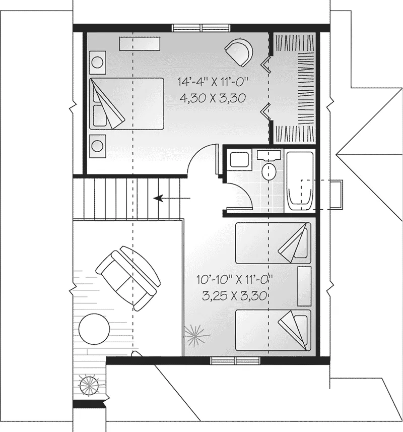 Vacation House Plan Second Floor - Milford Cove Cottage Home 032D-0554 - Shop House Plans and More
