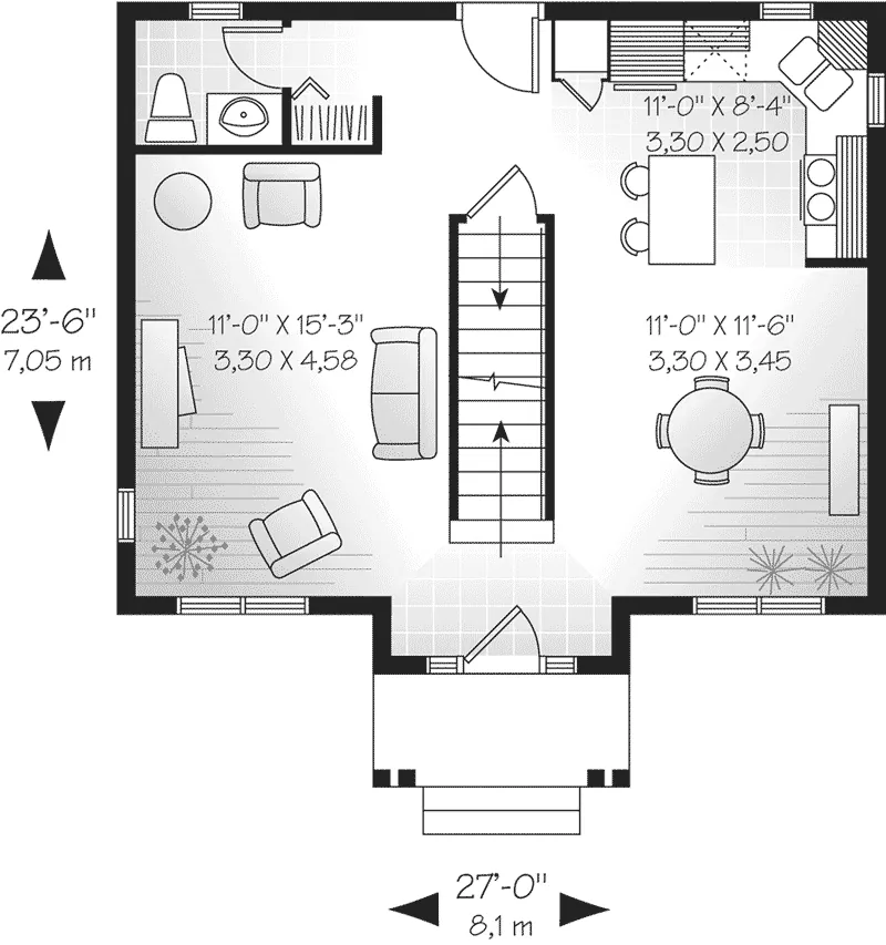 Southern House Plan First Floor - Pomeroy Colonial Home 032D-0561 - Shop House Plans and More