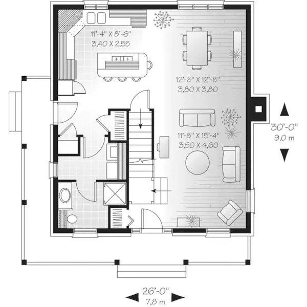 Colonial House Plan First Floor - Hopkins Hollow Farmhouse 032D-0568 - Search House Plans and More